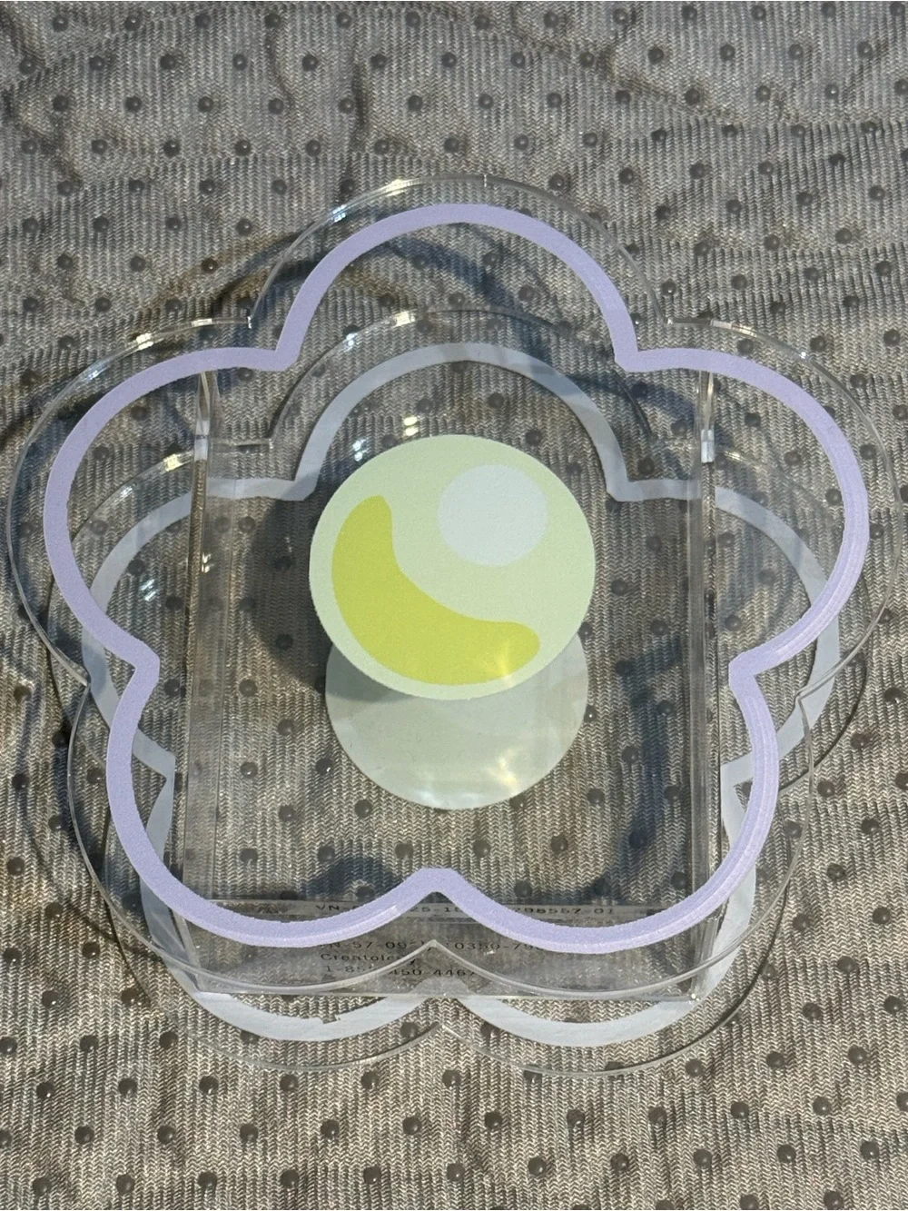 Clear Flower-Shaped Acrylic Organizer with Yellow Accent. NWOT